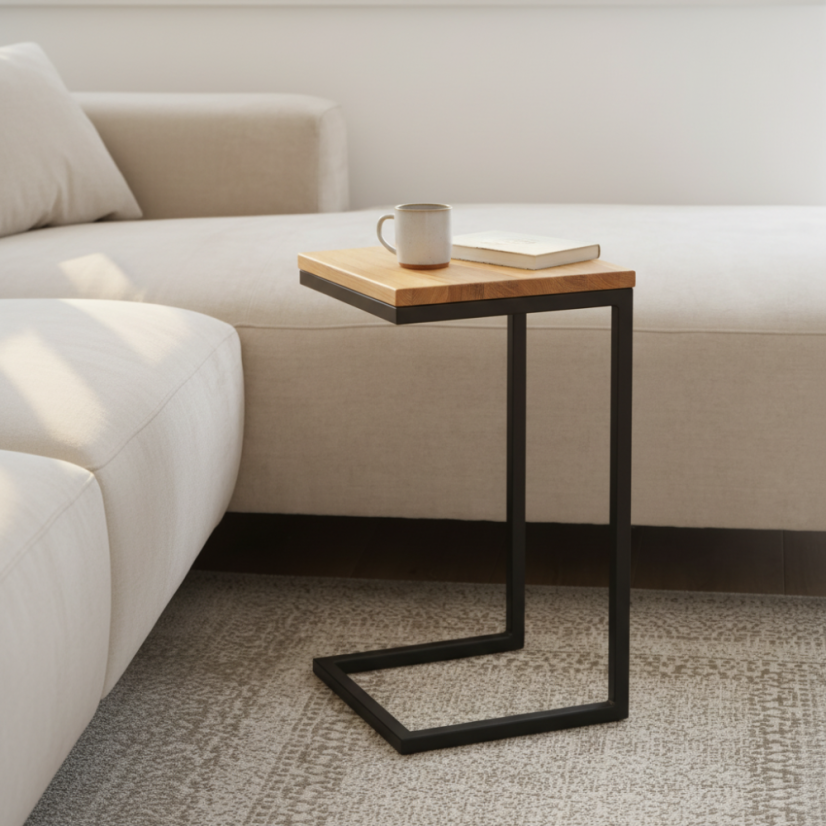 Odkládací stolek Dimo s masivní dubovou deskou