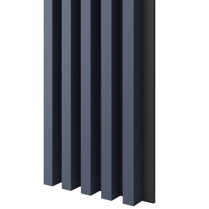 Akustický panel, podklad MDF deska, široká lamela, tmavá námořnická modrá, 30x275 cm