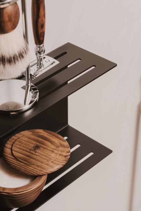 Kovový nástenný držiak s lahví a pumpičkou Palermo černý - Veľkosť: L