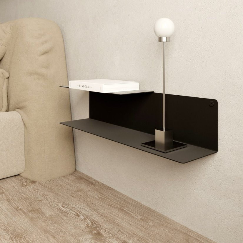 Nástěnná kovová police Porto černá