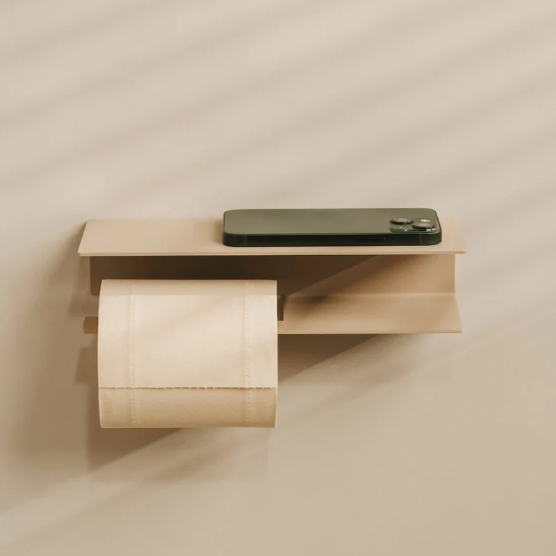 Kovový nástenný držiak na toaletný papier Berno pieskovo šedá - Veľkosť: S - pravý variant