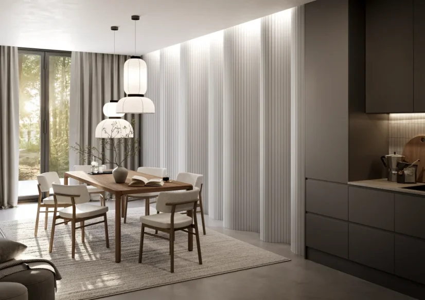 Obkladový panel PUZZLE pro zakřivené stěny, 4,6 x 275 cm, Bílý mat