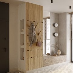 Lamelový věšákový panel Branché, dubová dýha, 28,5 x 275 cm