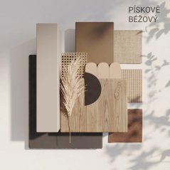 Akustický panel, podklad bílá MDF deska, úzká lamela, pískově béžová, 30x275 cm