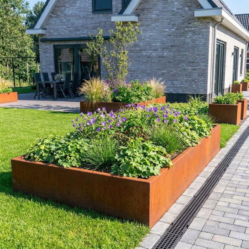 Cortenový vyvýšený záhon