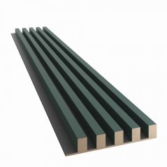 Akustický panel, podklad MDF deska, široká lamela, tmavě zelená, 30x275 cm