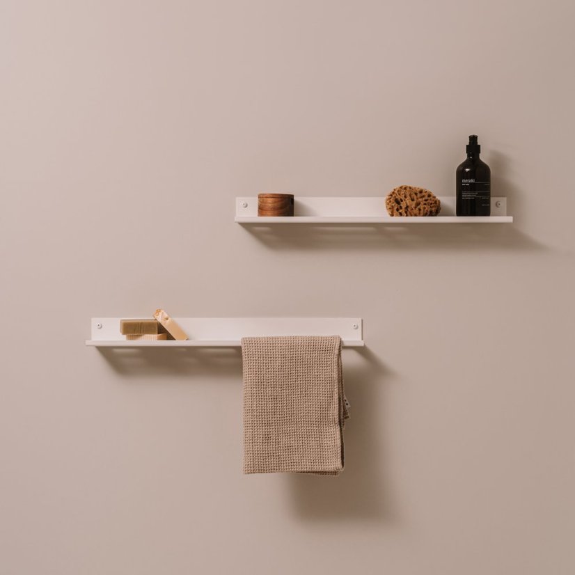 Kovová nástěnná police do koupelny Roma bílá - Velikost: L - pravá varianta