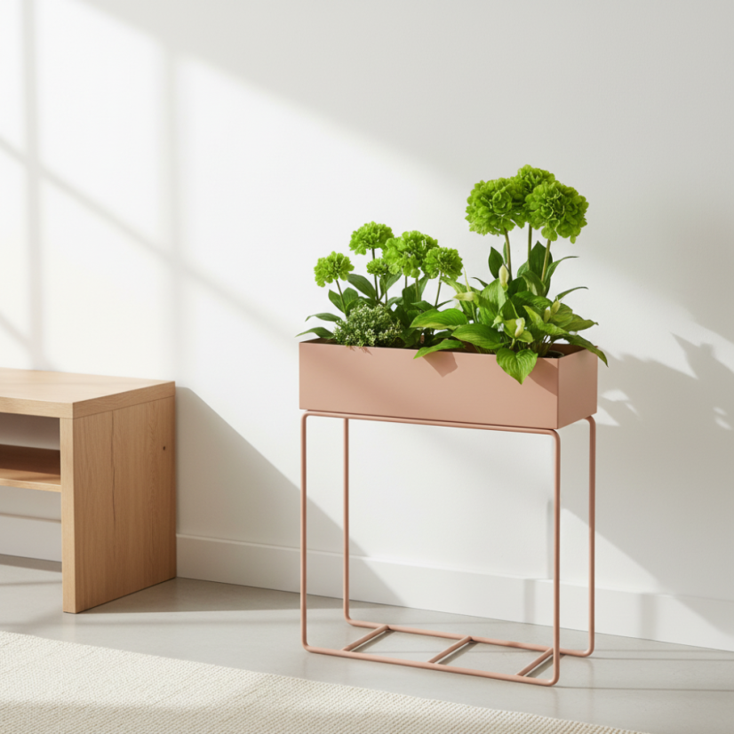 Kovový kvetináč Rosme - Farba výrobku: pastelová zelená RAL 6021