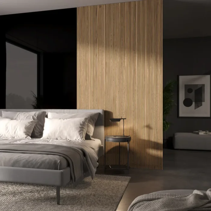 Designový panel s mikrolamelami, tvar Skog, dubová dýha, 12x275 cm