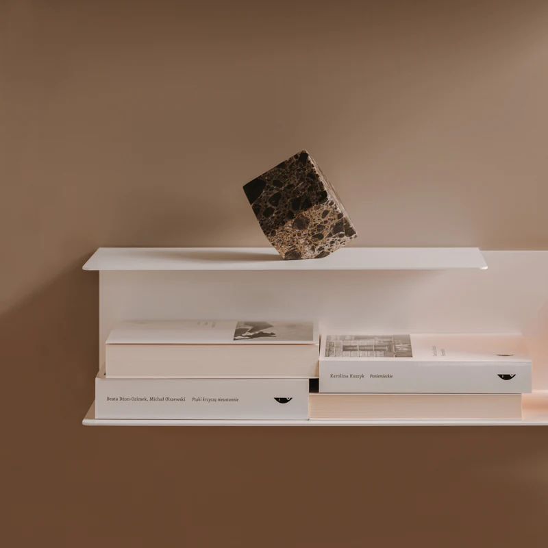 Nástenná kovová polica Porto biela - Veľkosť: M - pravý variant