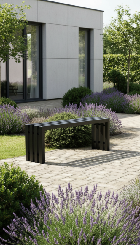 Kovová lavica Modesto - Farba výrobku: pastelová fialová RAL 4009