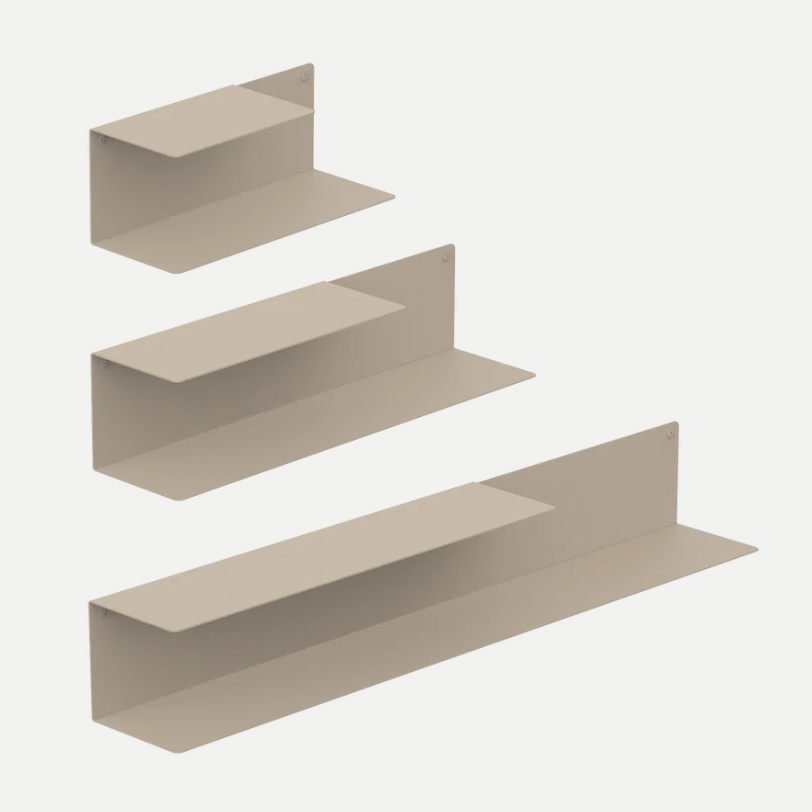 Nástenná kovová polica Porto pieskovo šedá - Veľkosť: L - pravý variant