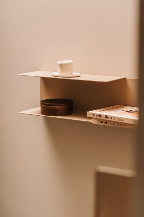 Nástenná kovová polica Porto pieskovo šedá - Veľkosť: L - pravý variant