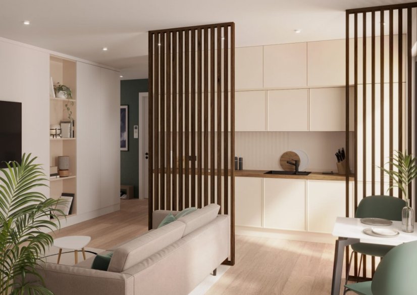 Lamelová dělící stěna, kompletní sada, výška a šířka dle výběru, ořech