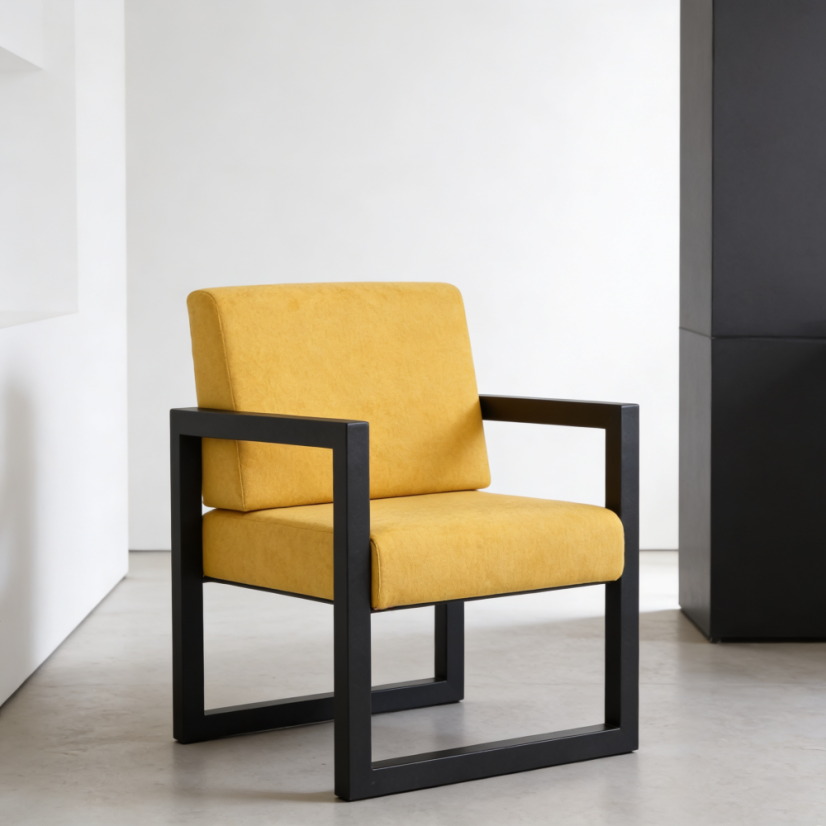 Kovové kreslo s čalúnením Buho žlté