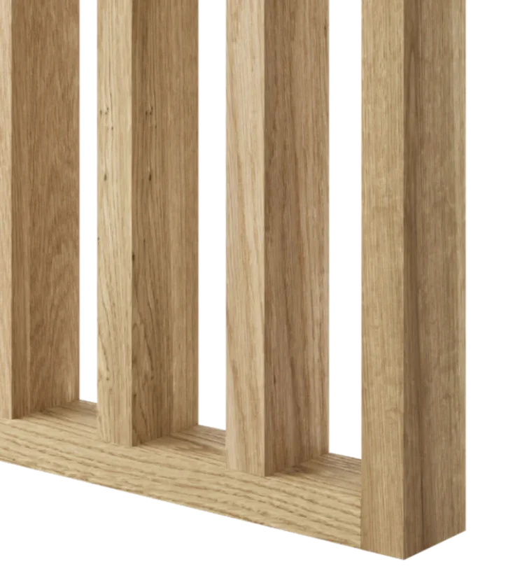 Samostatně stojící lamelová dělící stěna se základnou, kompletní sada, dubová dýha