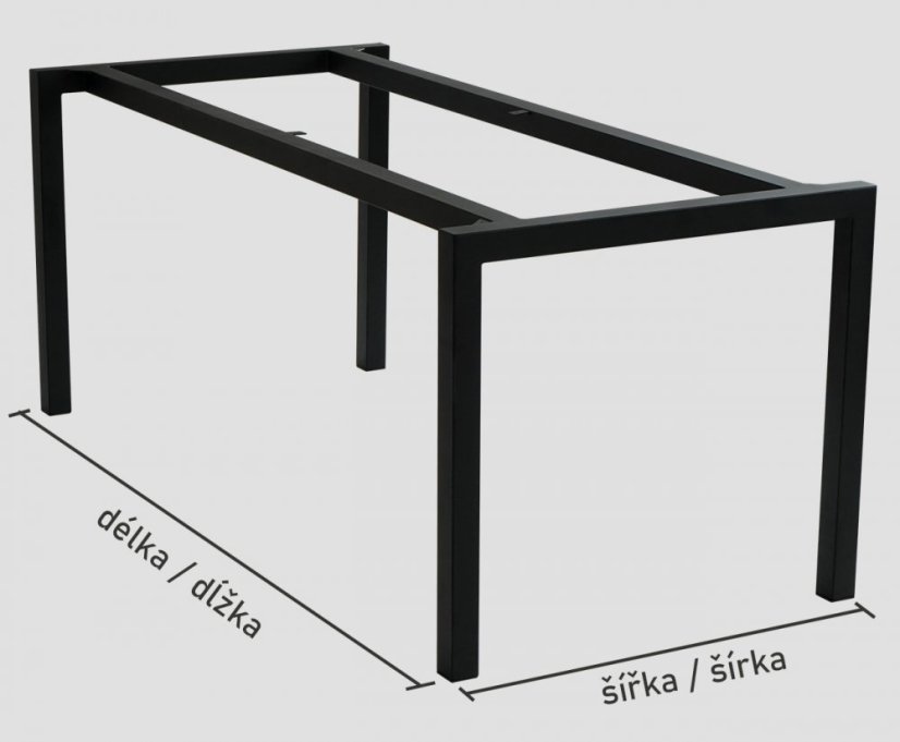 Podnožie k jedálenskému stolu Four s podperami - Pôdorysné rozmery konštrukcie: 1300 x 600