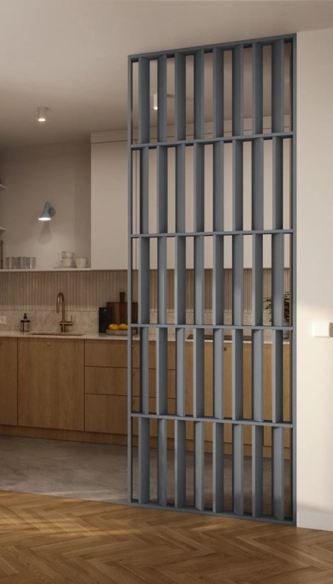 Lamelová dělící stěna Japandi, kompletní sada, výška a šířka dle výběru, grafit