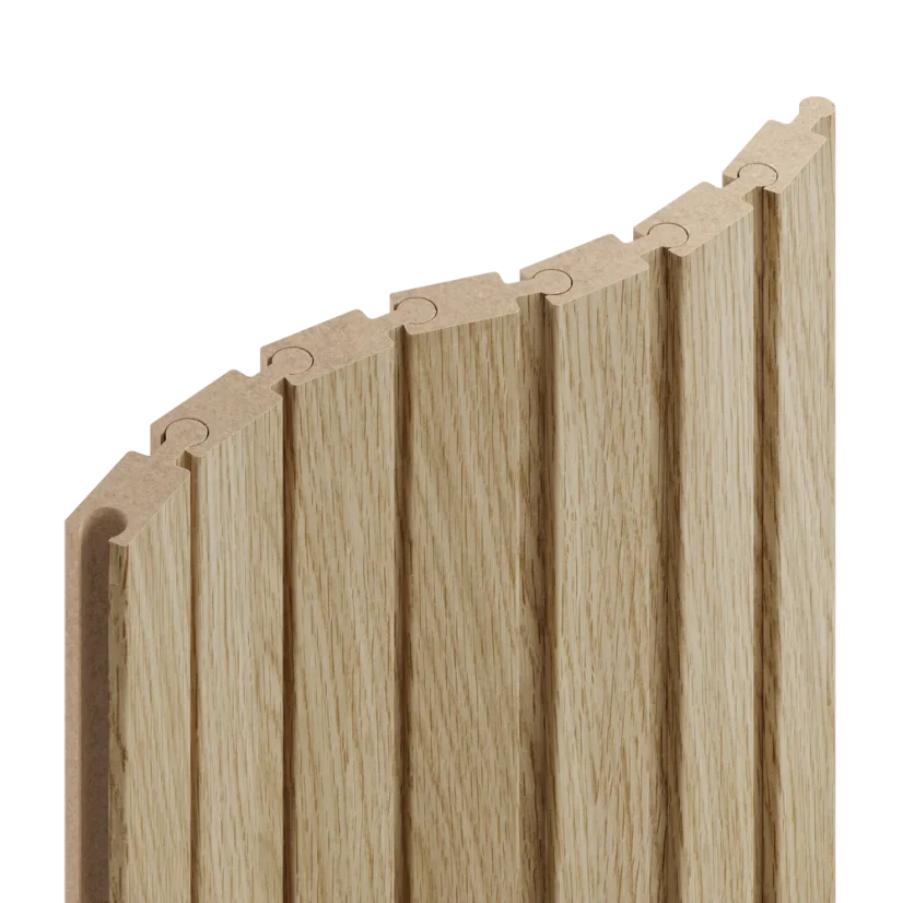 Obkladový panel PUZZLE pro zakřivené stěny, 4,6 x 275 cm, Evropský dub