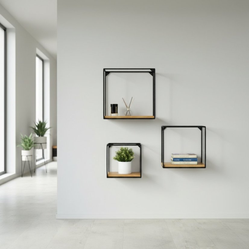 Sada 3ks nástenných poličiek Roxito s dubovou doskou