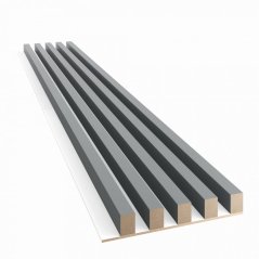 Akustický panel, podklad bílá MDF deska, široká lamela, grafit, 30x275 cm