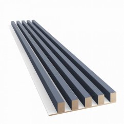 Akustický panel, podklad bílá MDF deska, široká lamela, tmavá námořnická modrá, 30x275 cm