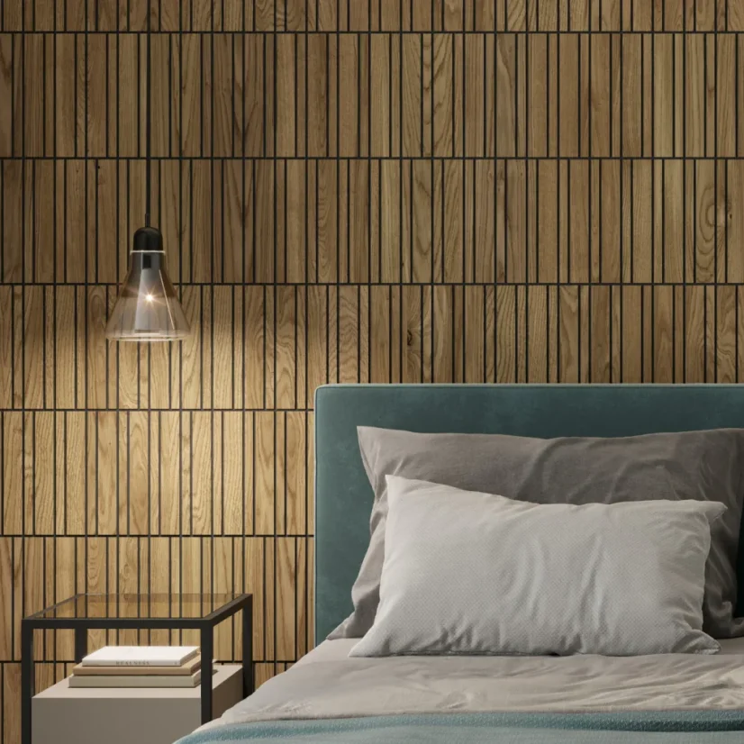Designový obkladový panel s dubovou dýhou, vzor Haarlem, 60x30 cm