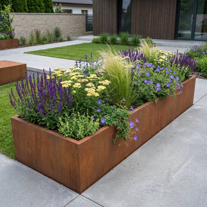 Cortenový vyvýšený záhon