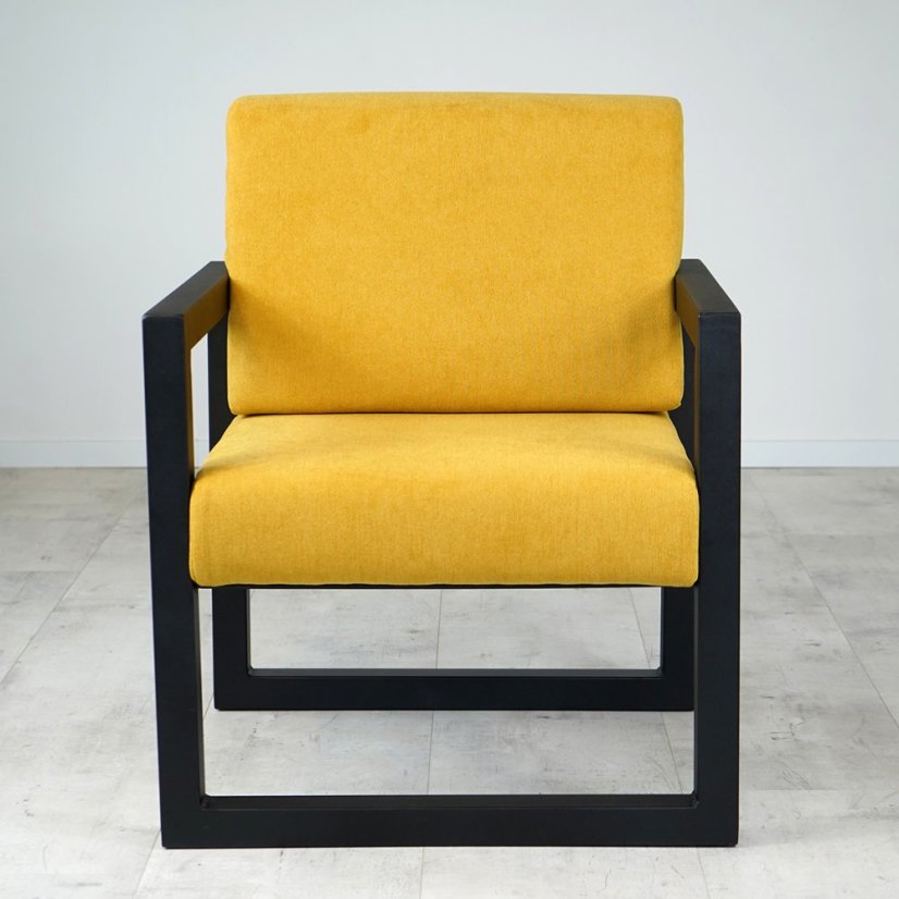 Kovové křeslo s čalouněním Buho žluté