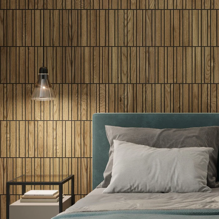 Designový obkladový panel s dubovou dýhou, vzor Amsterdam, 60x60 cm