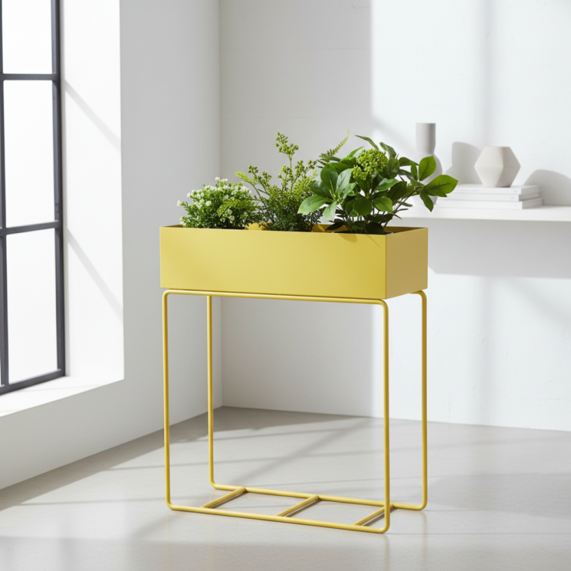 Kovový kvetináč Rosme - Farba výrobku: pastelová zelená RAL 6021