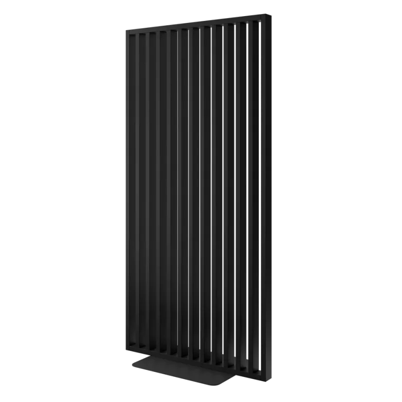 Samostatně stojící lamelová dělící stěna se základnou, kompletní sada, černá mat