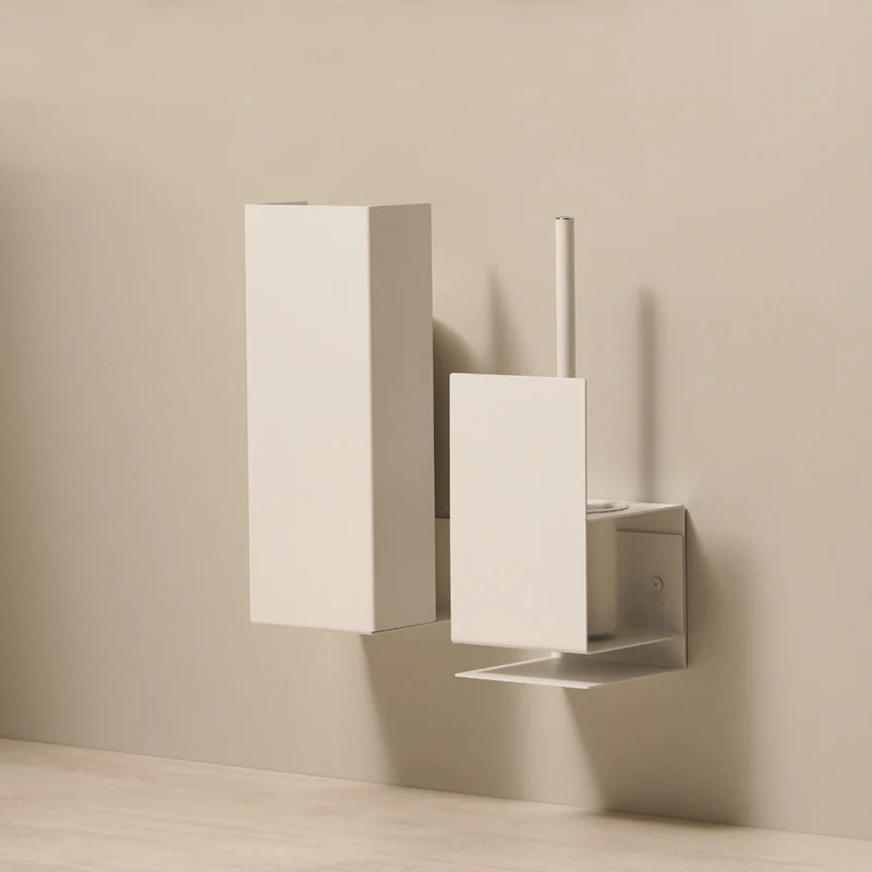 Kovový nástenný držiak sa štetkou Lugano biely - Veľkosť: M