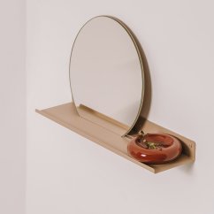 Kúpeľňové zrkadlo s kovovou policou London pieskovo šedé