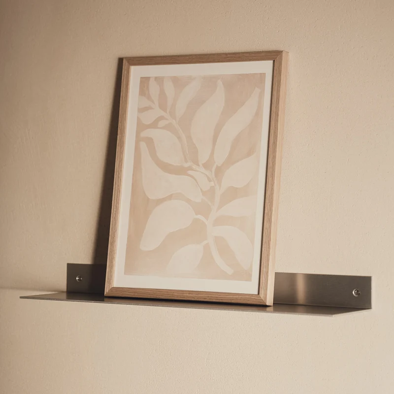 Nástenná kovová polica RAWW v tvare L prírodný hliník