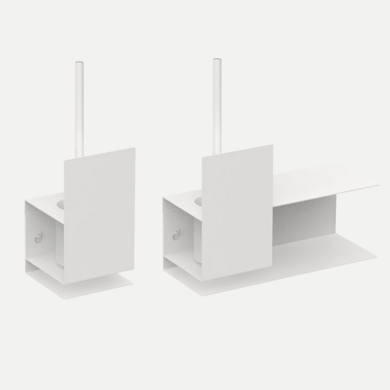 Kovový nástenný držiak sa štetkou Lugano biely - Veľkosť: M