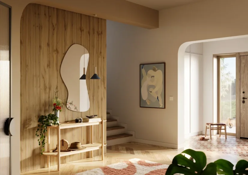 Designový panel s mikrolamelami, tvar Vik, dub Wotan, 12x275 cm