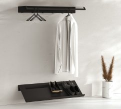 Nástenná kovová polica na topánky Torino čierna