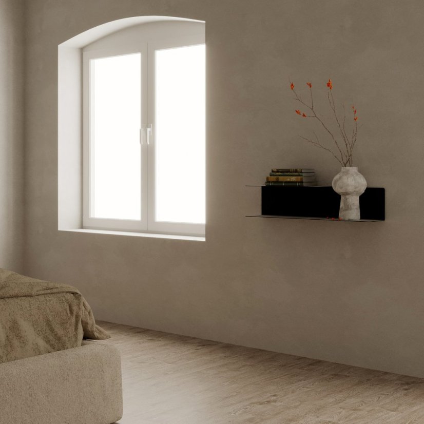 Nástenná kovová polica Porto čierna - Veľkosť: L - ľavý variant