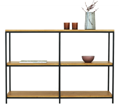 Kovový regál Trio s masivními dubovými deskami