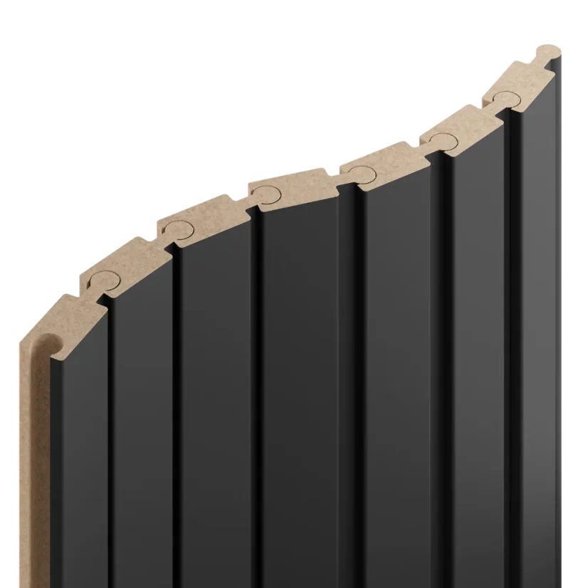 Obkladový panel PUZZLE pro zakřivené stěny, 4,6 x 275 cm, Černý mat