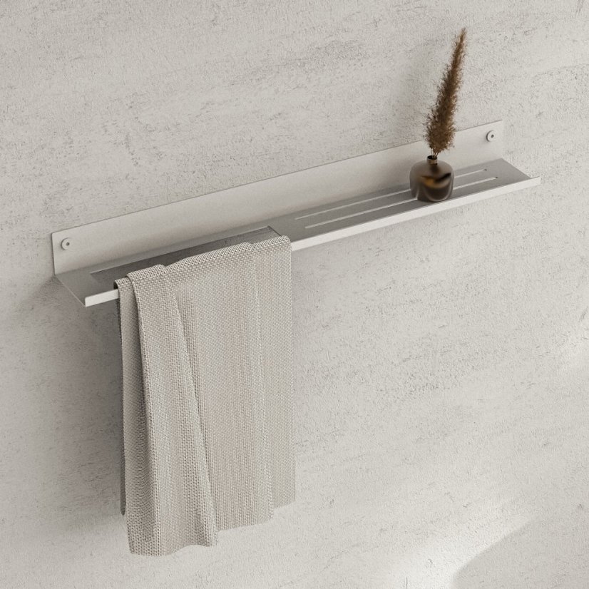 Kovová nástěnná police do koupelny Roma bílá - Velikost: L - pravá varianta