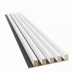 Akustický panel, podklad MDF deska, široká lamela, bílý mat, 30x275 cm