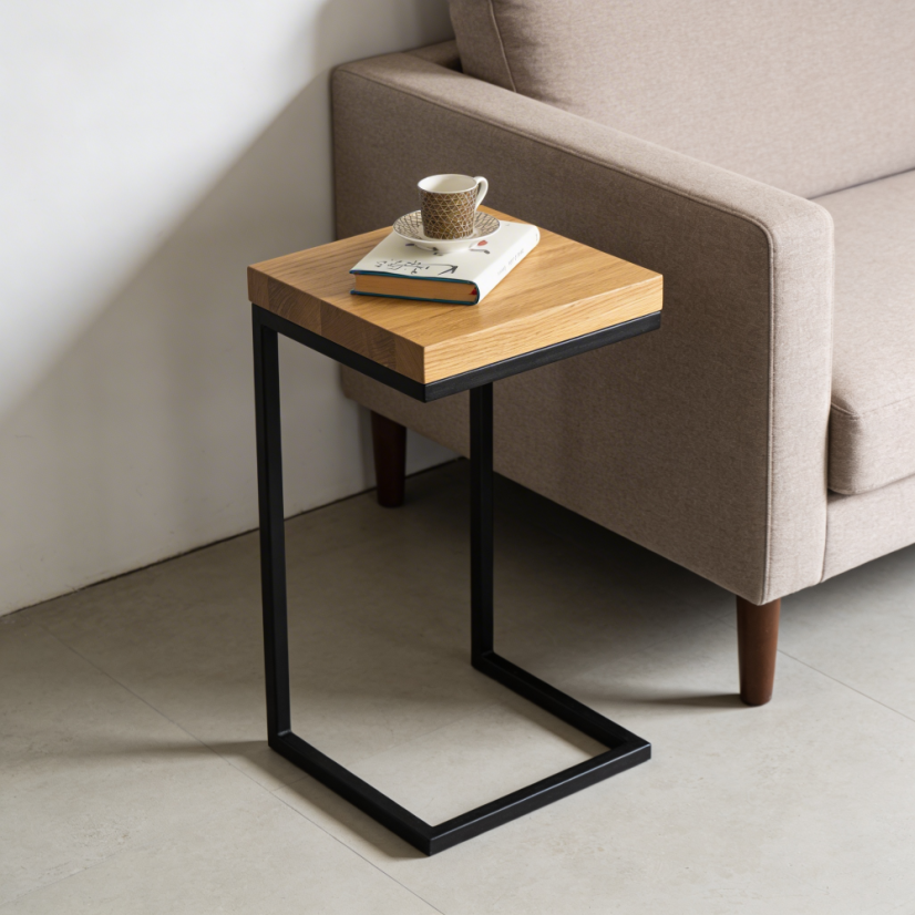 Odkládací stolek Dimo s masivní dubovou deskou