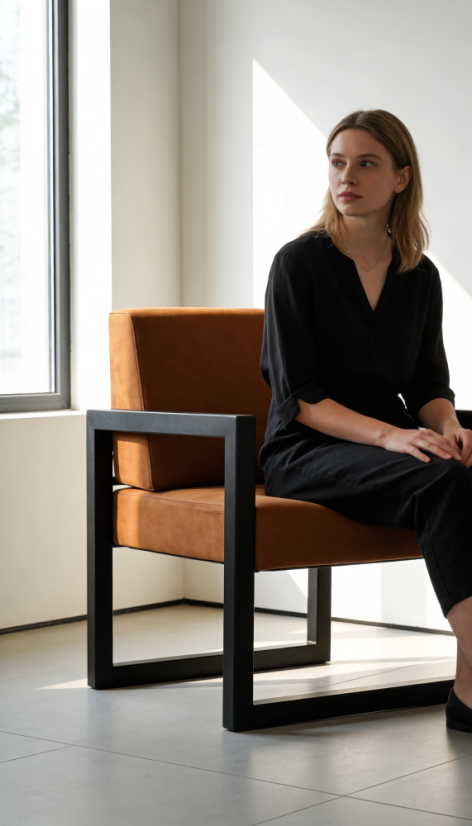 Kovové křeslo s čalouněním Buho