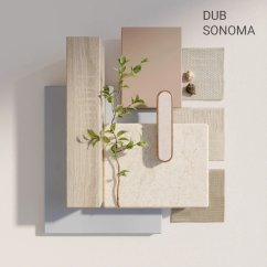 Akustický panel, podklad bílá MDF deska, úzká lamela, dub Sonoma, 30x275 cm