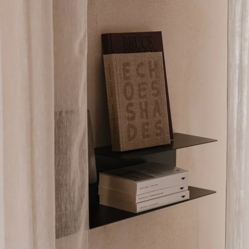 Nástenná kovová polica Porto čierna - Veľkosť: L - ľavý variant