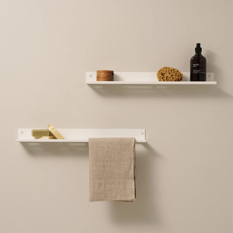 Kovová nástěnná police do koupelny Bonn bílá - Velikost: M