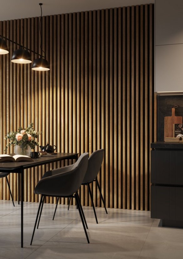 Lamela široká, 3x4x275 cm, dubová dýha