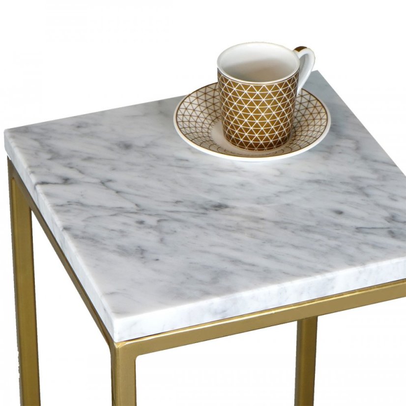 Zlatý odkládací stolek Lima s italským mramorem